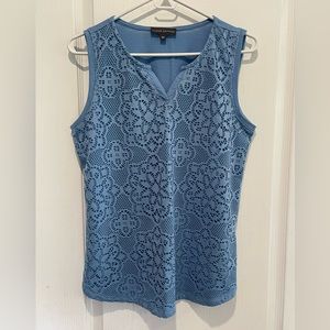 Blue lace v-neck tank top